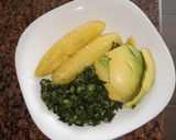 A picture of step 1 of BreakfasBoiledbananas spinach and avocado #favorite Easter dish.