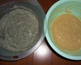 A picture of step 2 of Sesame and Kinako Marbled Japanese Flavored Steamed Bread Made in a Microwave.