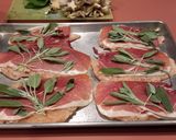 A picture of step 6 of Saltimbocca w/Fettucine Alfredo & Asparagus.