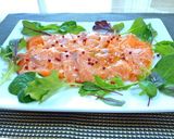 A picture of step 3 of Salmon Carpaccio with Pink Peppercorns.