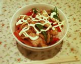 A picture of step 7 of Rice Bowl with Chicken Breast and Bell Peppers Stir-Fried in Oyster Sauce.