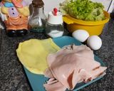 Foto del paso 1 de la receta: Tortilla de lechuga y jamón con centro de queso🥬🧀