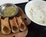 A picture of step 4 of Cannoli stuffed with fresh fruit Srikhand.