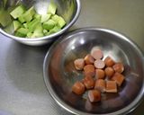 A picture of step 1 of Avocado and Wiener Sausage Teriyaki Rice Bowl.
