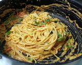A picture of step 9 of Mascapone Tomato Spaghetti.