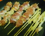 A picture of step 6 of Crispy Salt-Grilled Chicken Skewers in a Skillet.