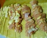 A picture of step 3 of Crispy Salt-Grilled Chicken Skewers in a Skillet.
