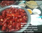 A picture of step 2 of Red chillies pickle.