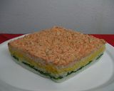 A picture of step 1 of Oshizushi (Pressed Sushi) for Hina Matsuri (Doll's Festival).