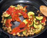 A picture of step 2 of Mediterranean chickpea feta and grilled vegetable salad.