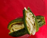 A picture of step 6 of Battered Zucchini Stuffed with Quesillo and White Rice.