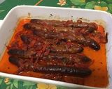 Une image de l'étape 6 de Merguez aux poivrons rouges, échalotes et herbes.