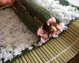 A picture of step 6 of Plum Blossom Sushi Rolls.