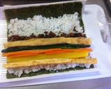 A picture of step 6 of 3 Different Kimbaps (Korean Seaweed Rolls).