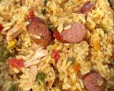 A picture of step 5 of Jambalaya.