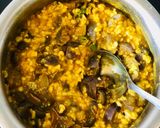 A picture of step 3 of Brinjal and moong dal curry.