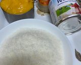 A picture of step 1 of Mango coconut ladoo with condensed milk.