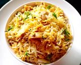 A picture of step 8 of Mushroom biryani.