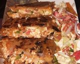 A picture of step 6 of Desi tortilla wrap fusion dish.