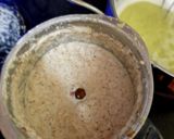 A picture of step 15 of Tamilnadu Thali - rice, sambar, mor kuzhambu, beetroot poriyal, payasam, buttermilk for lunch.