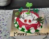 A picture of step 13 of Christmas 🍫 chocolate choco chips whip cream cake.