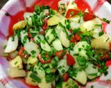 A picture of step 3 of Red ruby tomato & Emerald green pepper, potato salad with Tulsi sparkle.