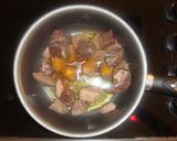 A picture of step 1 of Persian Okra stew with beef.