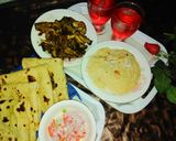 A picture of step 7 of Chicken karaily and sheer khurma with rooti salad and drink.