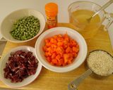 Foto del paso 1 de la receta Arroz con verduras y jamón al microondas🥕🥘