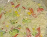 A picture of step 5 of Alfredo (white sauce) Macaroni.