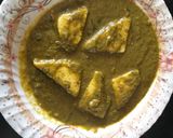 A picture of step 3 of Paneer spinach.
