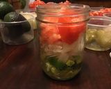 A picture of step 3 of California Farm Fresh Salsa, layered.