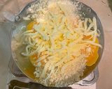 A picture of step 2 of Spanish omelet with spinach and cheese.