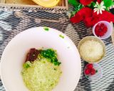 A picture of step 2 of PAAN COCONUT LADDU / BETEL leaf laddu/ Milkmaid paan coconut laddu.