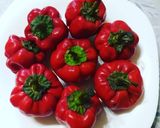 A picture of step 1 of Savory scones with feta cheese and grilled peppers, tomato.