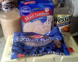 A picture of step 1 of Pina colada cupcakes.