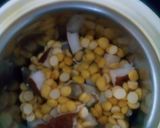 A picture of step 4 of Cowpea beans , potato and brinjal Puli kulambu / tamarind based gravy.