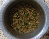 A picture of step 1 of Qeemay k fried samosay.