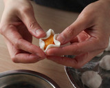A picture of step 8 of Sesame ball with salted egg custard.