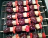 A picture of step 5 of Meatball kabobs.