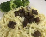 Foto langkah ke 6 dari resep Fettucini Carbonara with Wagyu cube(tanpa cream kental).
