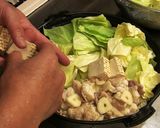 A picture of step 6 of Miso Motsu Nabe (Hakata Specialty).