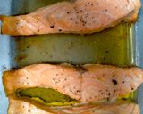 A picture of step 1 of Salmon, Potato, and Broccoli Gratin.