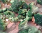 A picture of step 4 of Pork a l'Orange with broccoli.