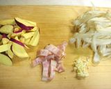 A picture of step 1 of Creamy Pasta With Burdock Root and Sweet Potato.