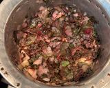 A picture of step 2 of Alu lal saag.