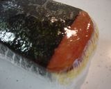 A picture of step 14 of Spam Musubi.