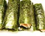 A picture of step 5 of Chicken Tender Pickled Plum Shiso Toasted Nori Seaweed Rolls.