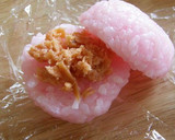 A picture of step 3 of Wrapped Up Onigiri, Macaron Style.