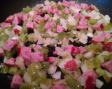 A picture of step 1 of P.O.K.E Breakfast!! Peppers,Onions, Kielbasa and Eggs.